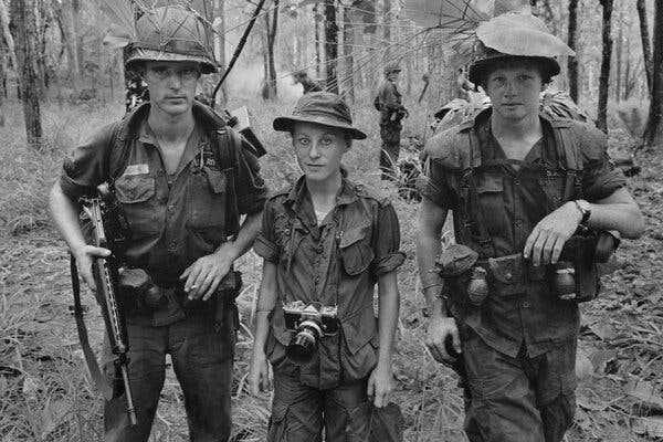 Catherine Leroy, seen in Vietnam during the mid-1960s, pioneered an intimate style of combat photography.